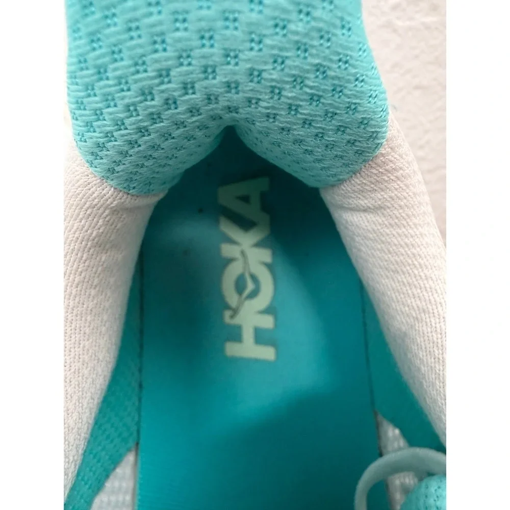 HOKA Clifton 10 Running Shoes White Aqua Blue Women's US 8B Road Sneaker